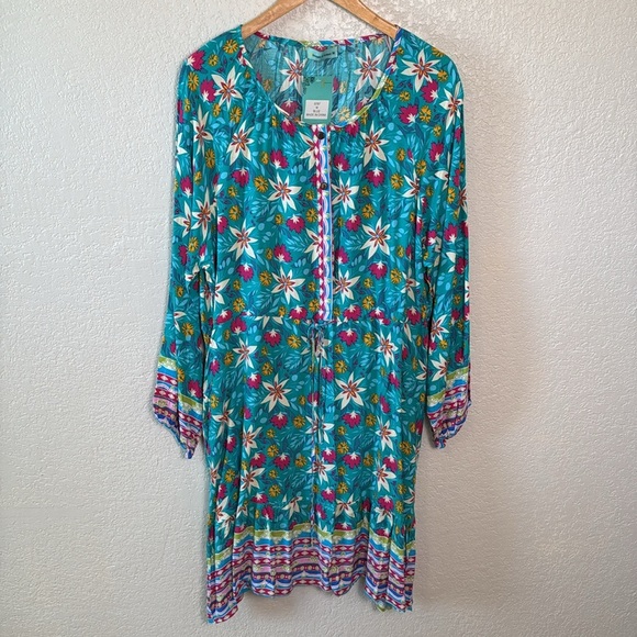 Sunshine & Rodeos Women’s S Floral Dress Tie Waist Button up Pockets Round Neck - Picture 3 of 9